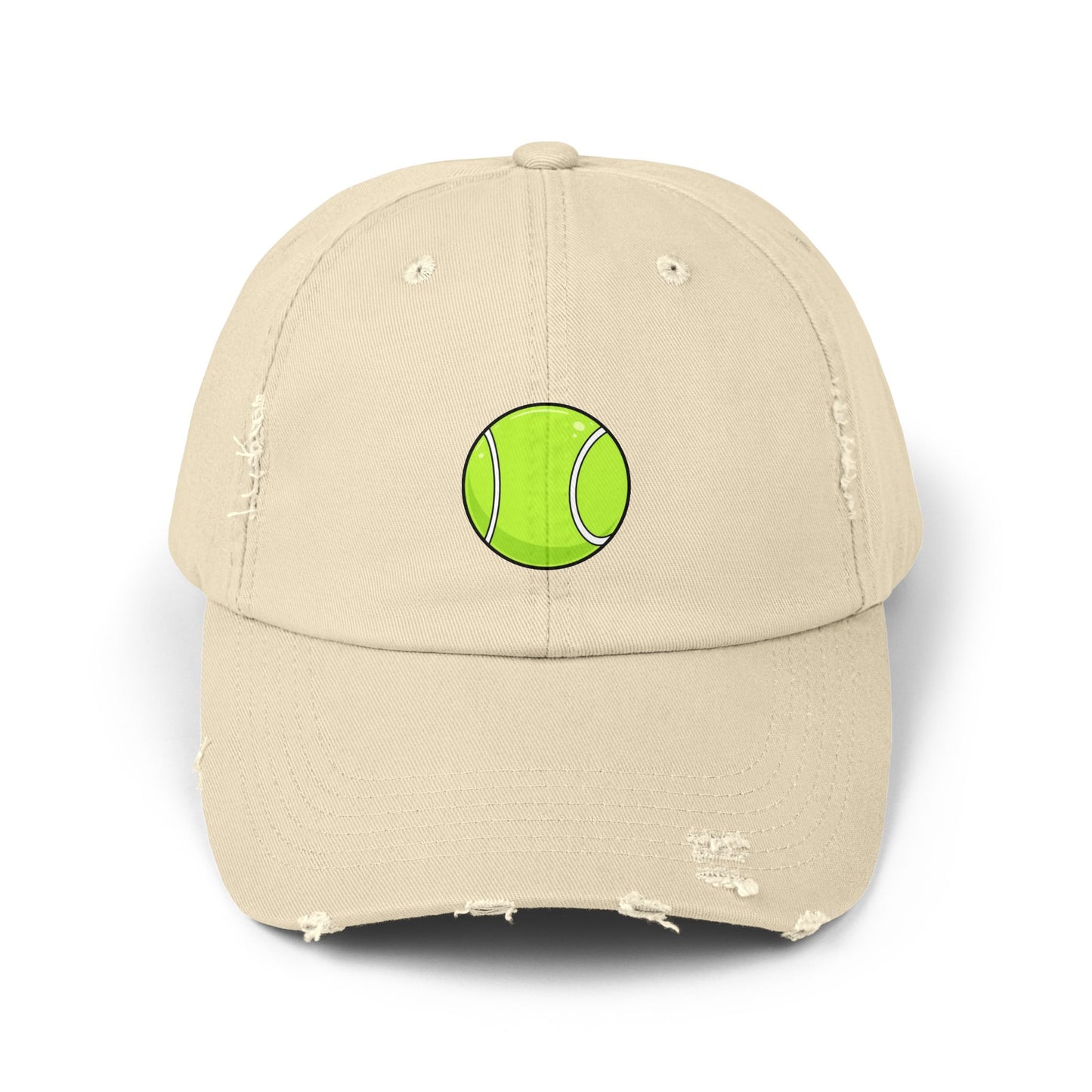 Distressed Tennis Ball Cap — Vintage Sport Dad Hat Hats Printify Stone One size