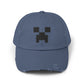 Pixel Monster Face Cap | Distressed Baseball Hat Hats Printify Scotland Blue One size