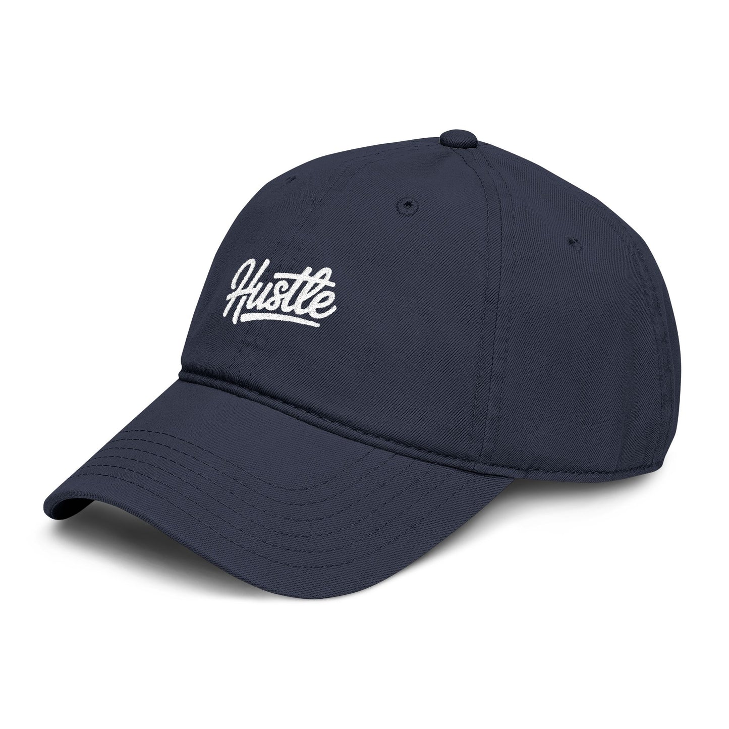 Hustle Washed Baseball Cap — Vintage Script Embroidered Hat