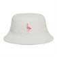 Flamingo Embroidered Bucket Hat — Brown Tropical Summer Sun Hat Hats Printify One size Ecru