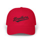 Brothers Dad Cap – Vintage Script Embroidered Baseball Hat Hats Printify Cranberry One size