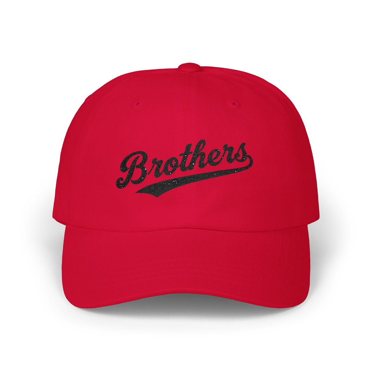 Brothers Dad Cap – Vintage Script Embroidered Baseball Hat Hats Printify Cranberry One size