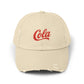 Distressed 'Cola' Vintage Baseball Cap – Retro Script Logo Hat Hats Printify Stone One size