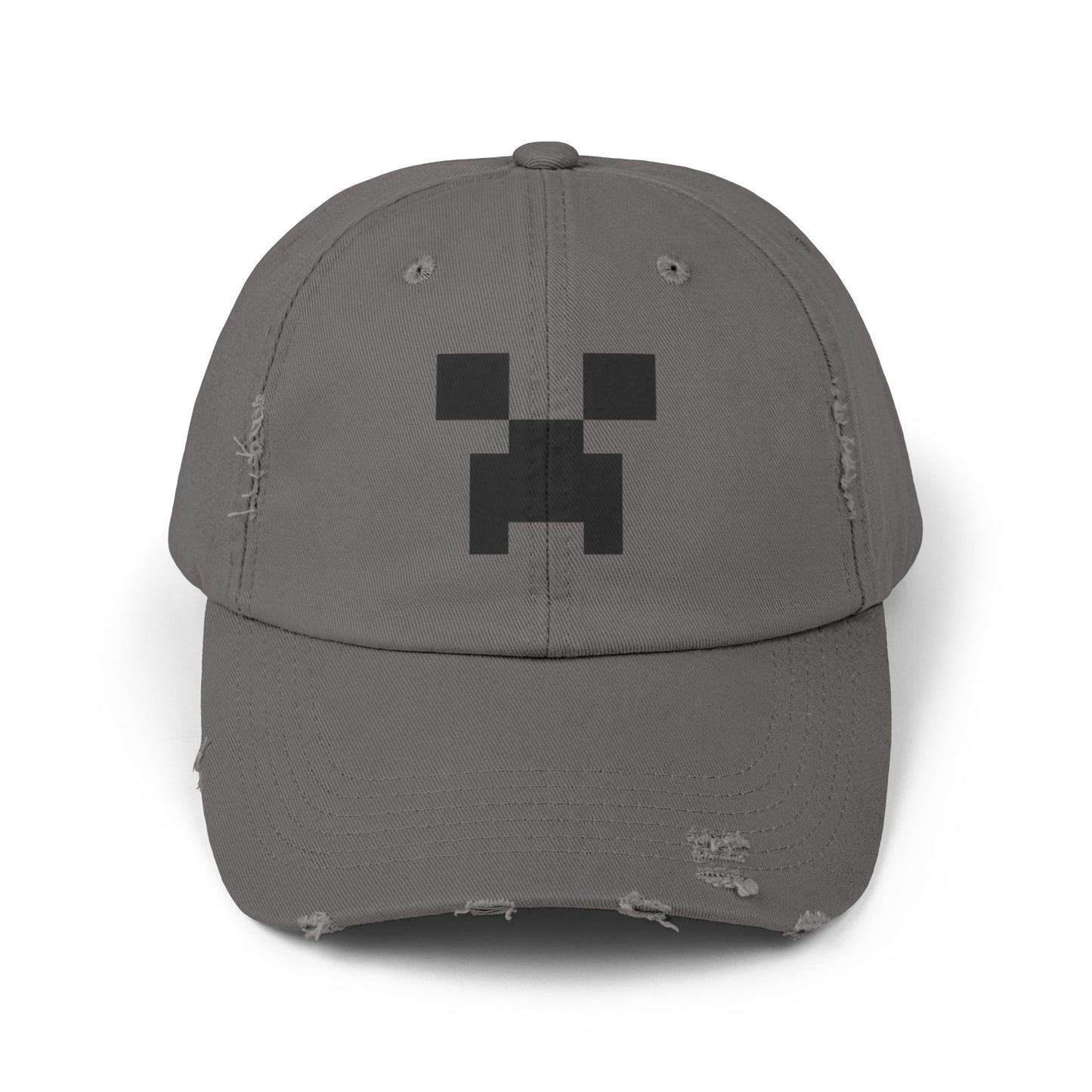 Pixel Monster Face Cap | Distressed Baseball Hat Hats Printify Nickel One size
