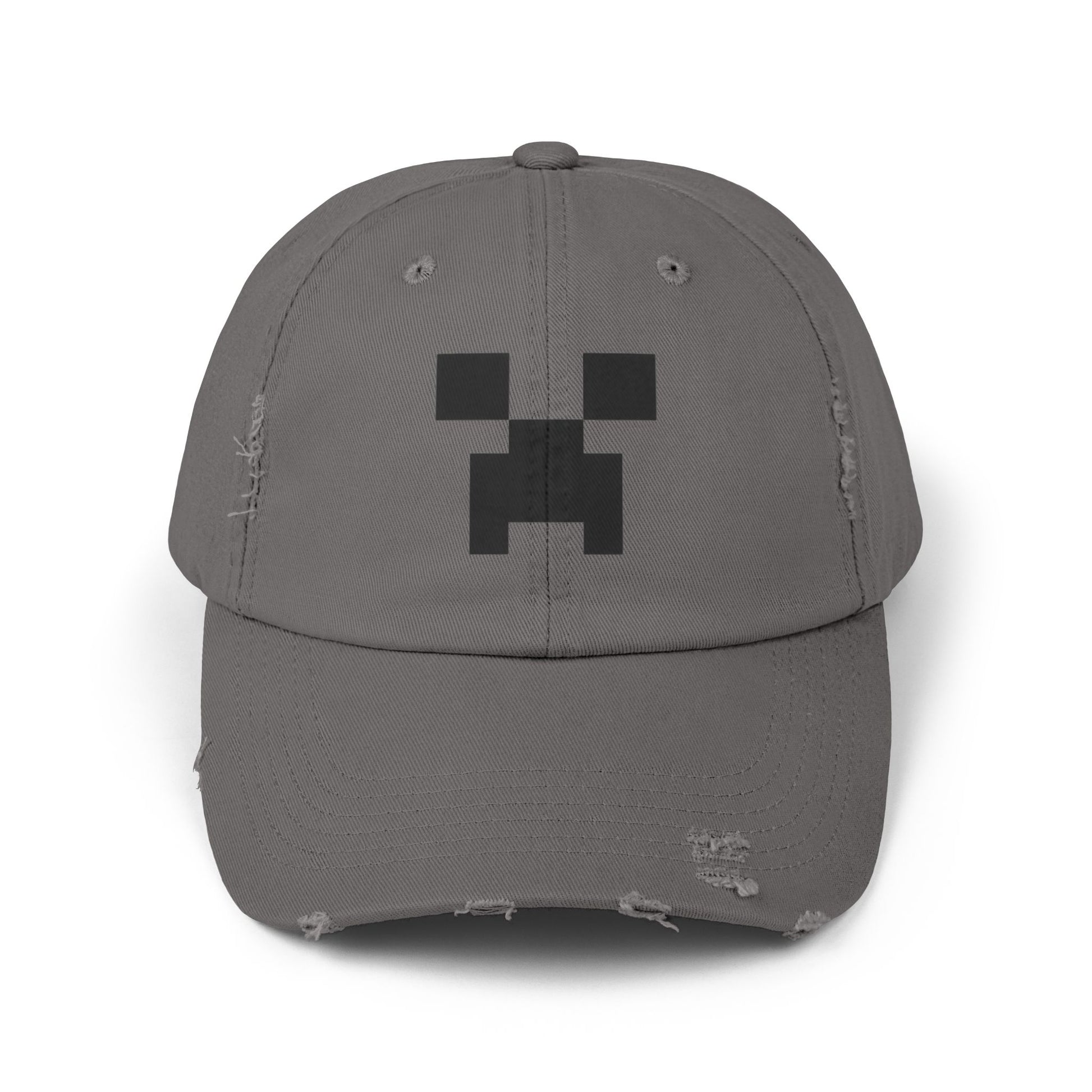 Pixel Monster Face Cap | Distressed Baseball Hat Hats Printify Nickel One size