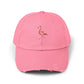 Distressed Flamingo Cap — Embroidered Pink Flamingo Baseball Hat Hats Printify True Pink One size
