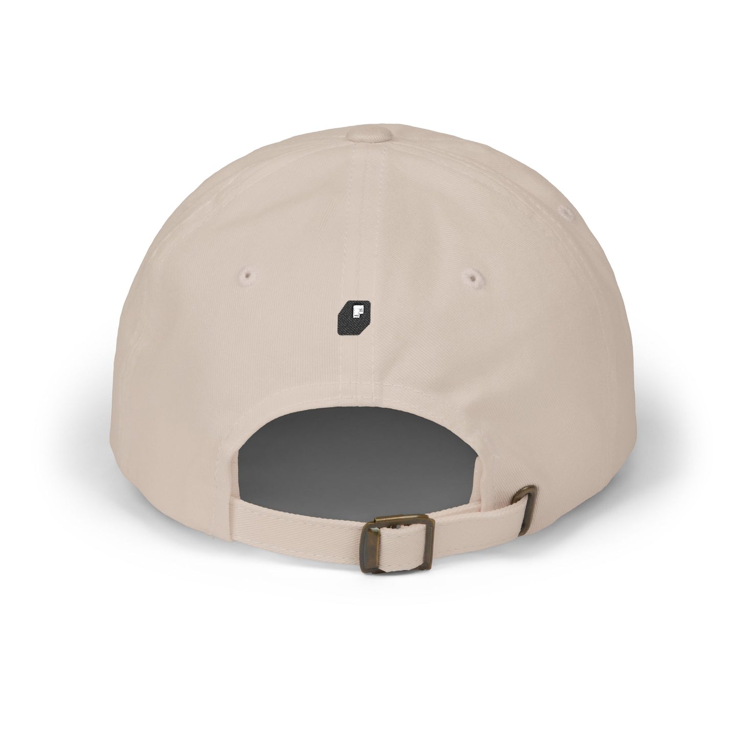 Dad Cap – White Embroidered Dog in Snow Patch Hat Hats Printify