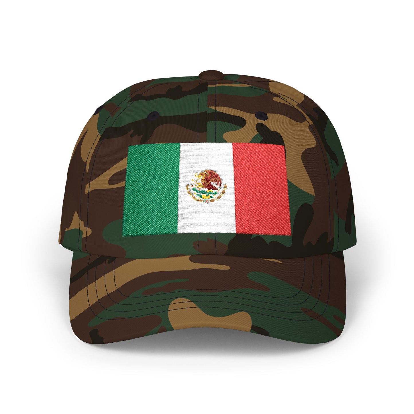 Mexico Flag Dad Cap — Embroidered Mexican Flag Baseball Hat Hats Printify Green Camo One size