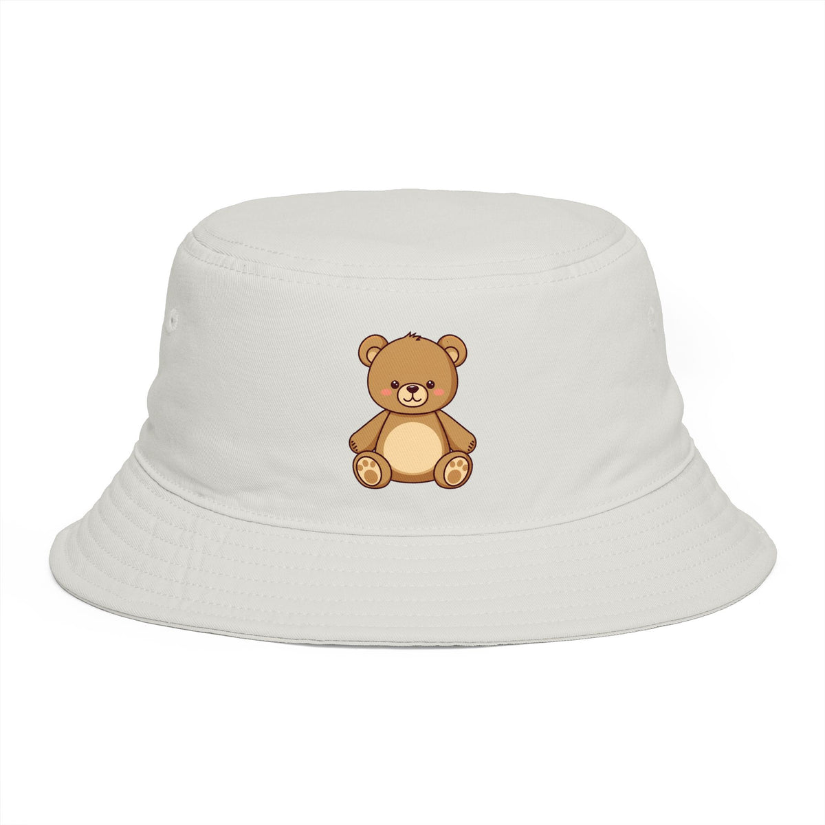 Teddy Bear Bucket Hat — Cute Brown Plush Toy Graphic Sun Hat Hats Printify One size Ecru