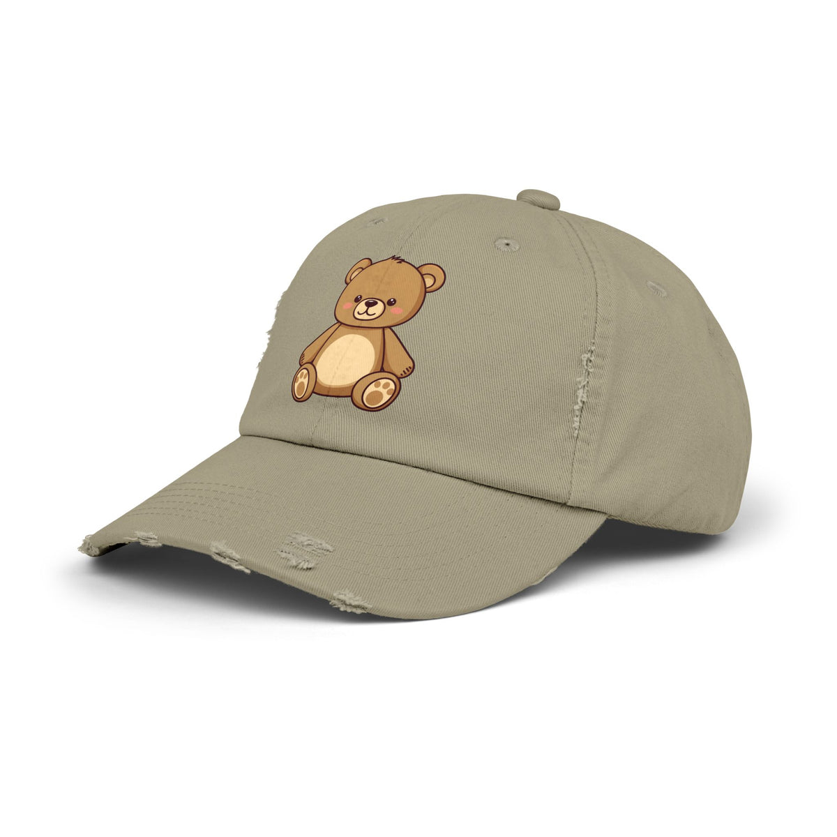 Teddy Bear Distressed Cap — Cute Retro Plush Hat for Casual Wear Hats Printify