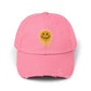 Distressed Melting Smiley Cap — Grunge Drip Dad Hat Hats Printify True Pink One size
