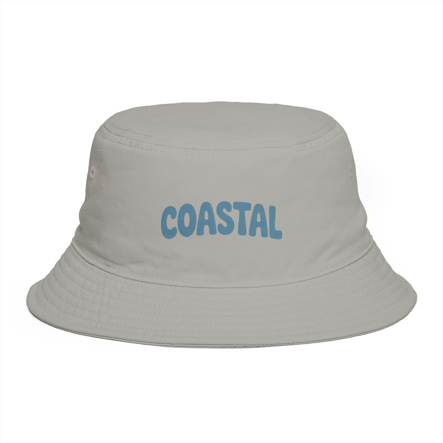 Coastal Bucket Hat — Brown Beach Sun Hat with 'COASTAL' Retro Text Hats Printify One size Storm