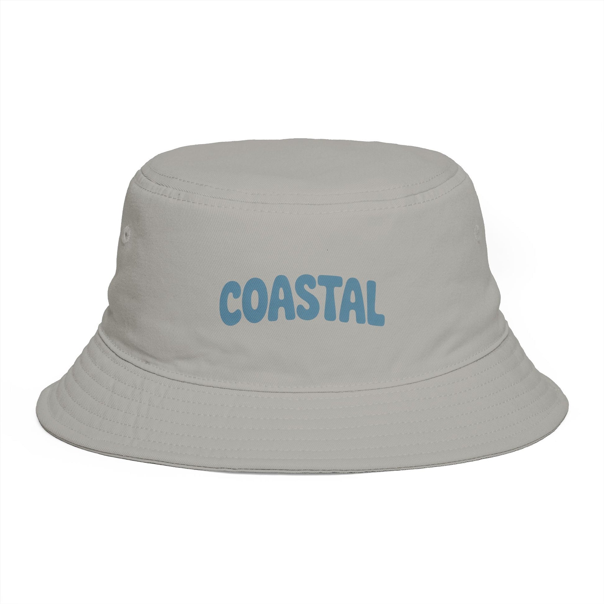Coastal Bucket Hat — Brown Beach Sun Hat with 'COASTAL' Retro Text Hats Printify One size Storm