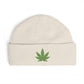 Embroidered Glitter Cannabis Leaf Cuff Beanie Hats Printify One size Ecru