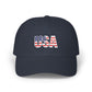 USA Flag Embroidered Dad Cap — Patriotic Classic Baseball Hat for Fourth of July Hats Printify Navy One size