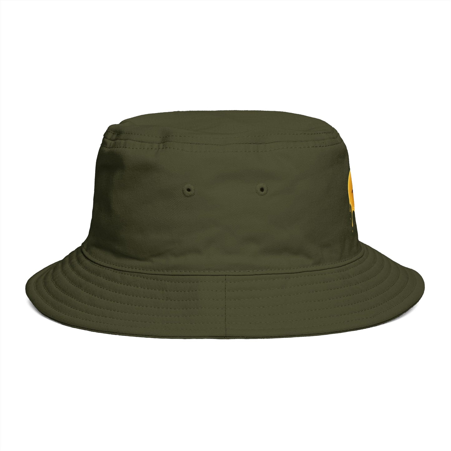 Smiley Drip Bucket Hat — Retro Melted Smile Face Sun Hat