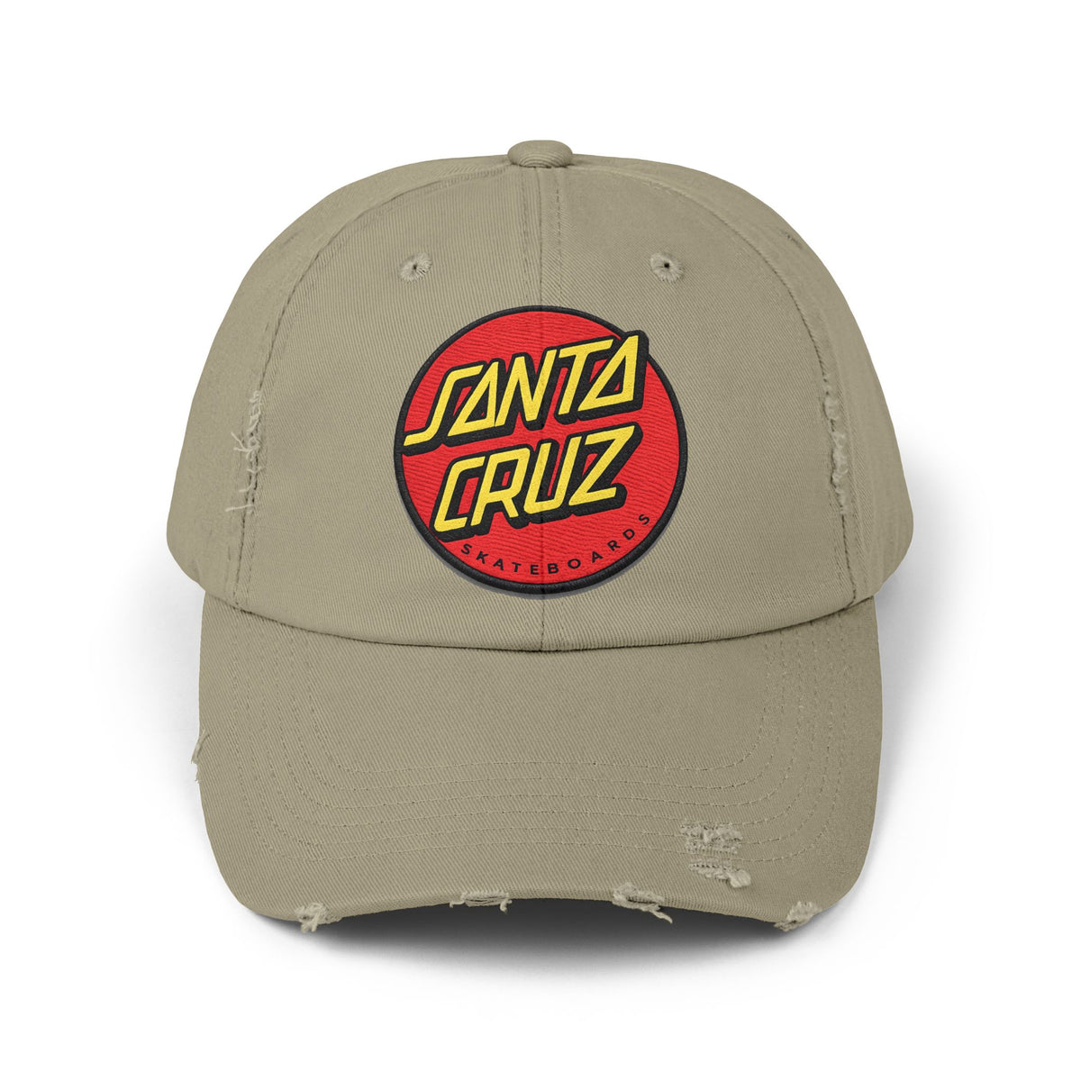 Santa Cruz Logo Distressed Cap – Vintage Skate Dad Hat Hats Printify Light Olive One size