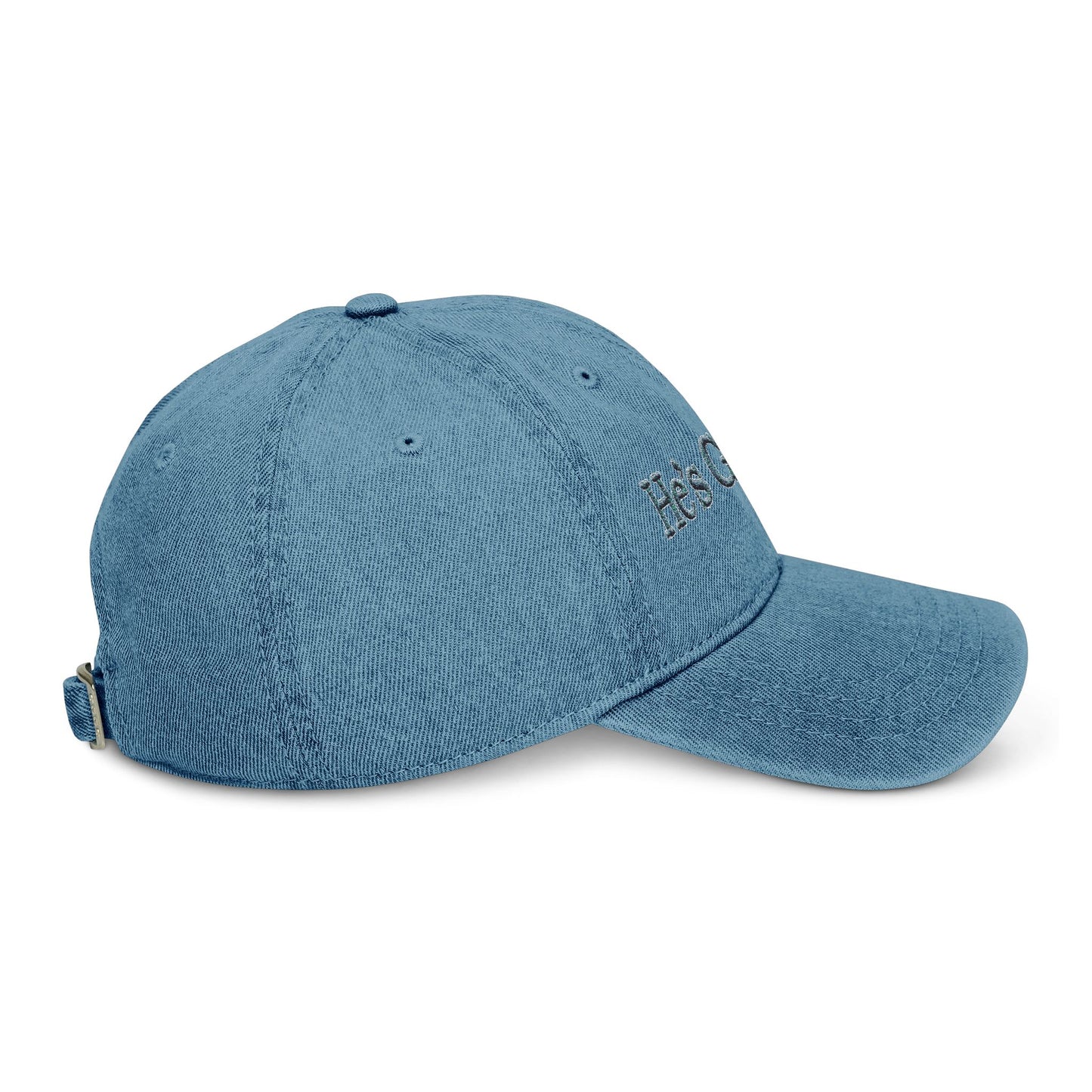 He's Golfing Denim Embroidered Hat — Casual Golf Cap for Him