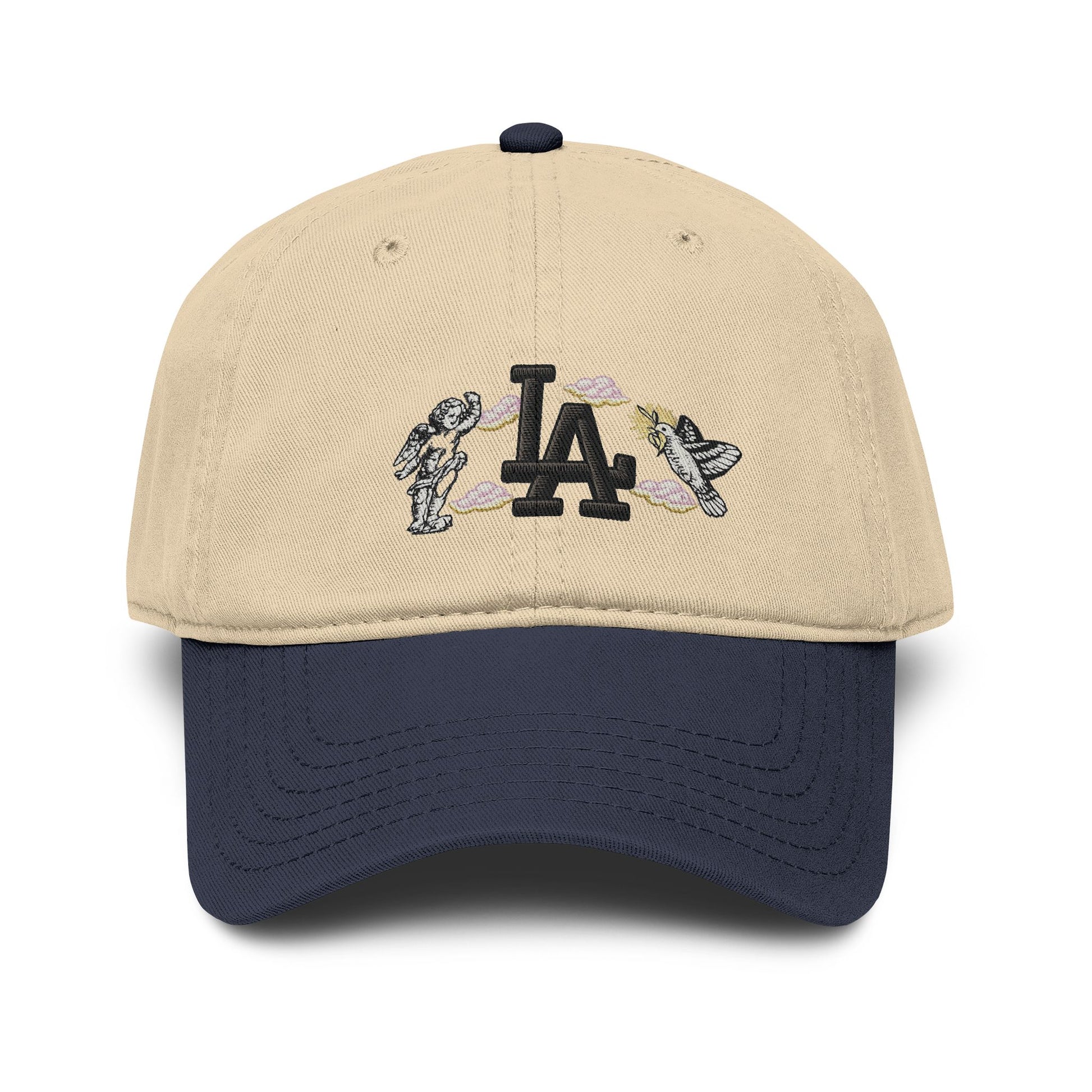 Washed Baseball Cap with LA Embroidered Astronauts Hats Printify One size Navy / Khaki