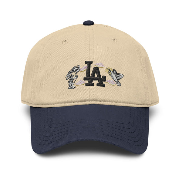 Washed Baseball Cap with LA Embroidered Astronauts Hats Printify One size Navy / Khaki