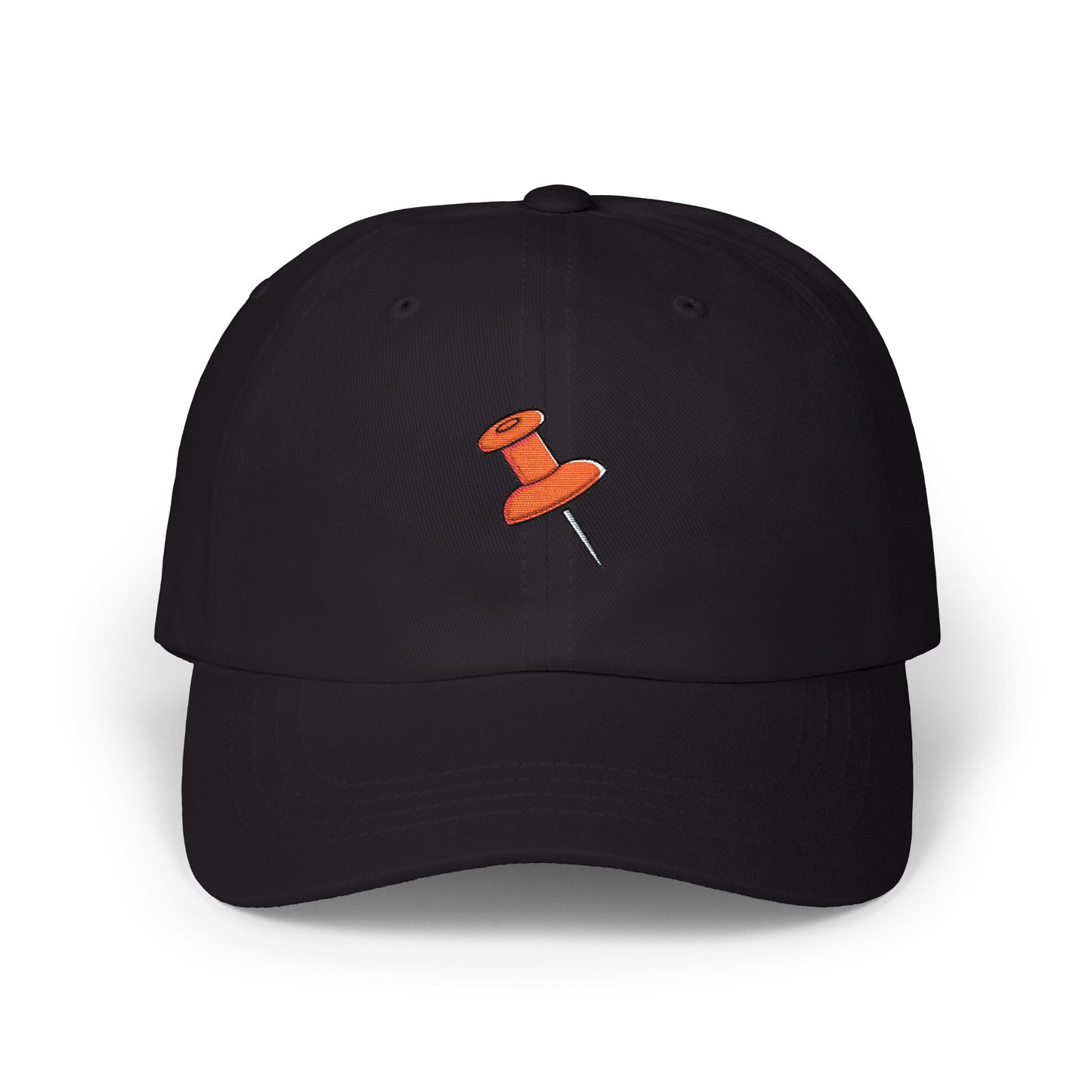 Embroidered Pushpin Dad Cap – Minimal Retro Office Hat Hats Printify Black One size