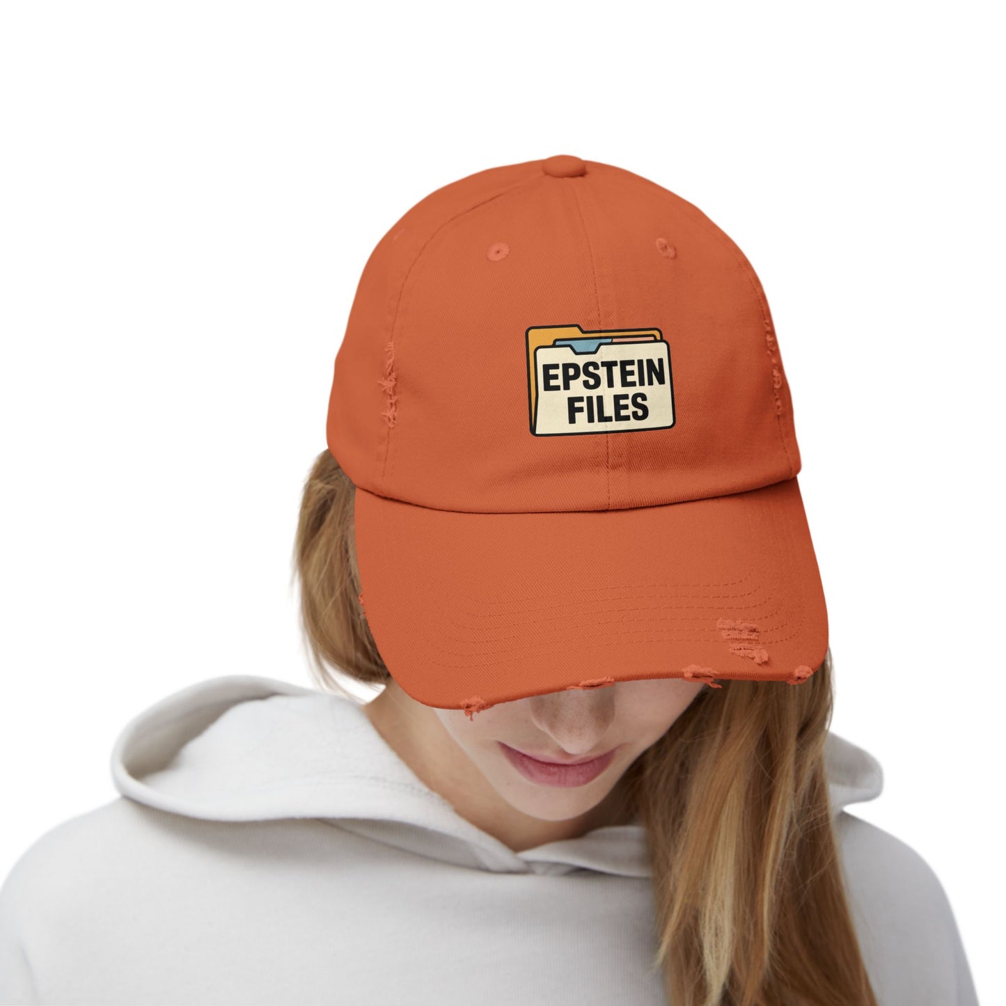 Distressed Cap — "Epstein Files" Vintage Folder Patch Hats Printify