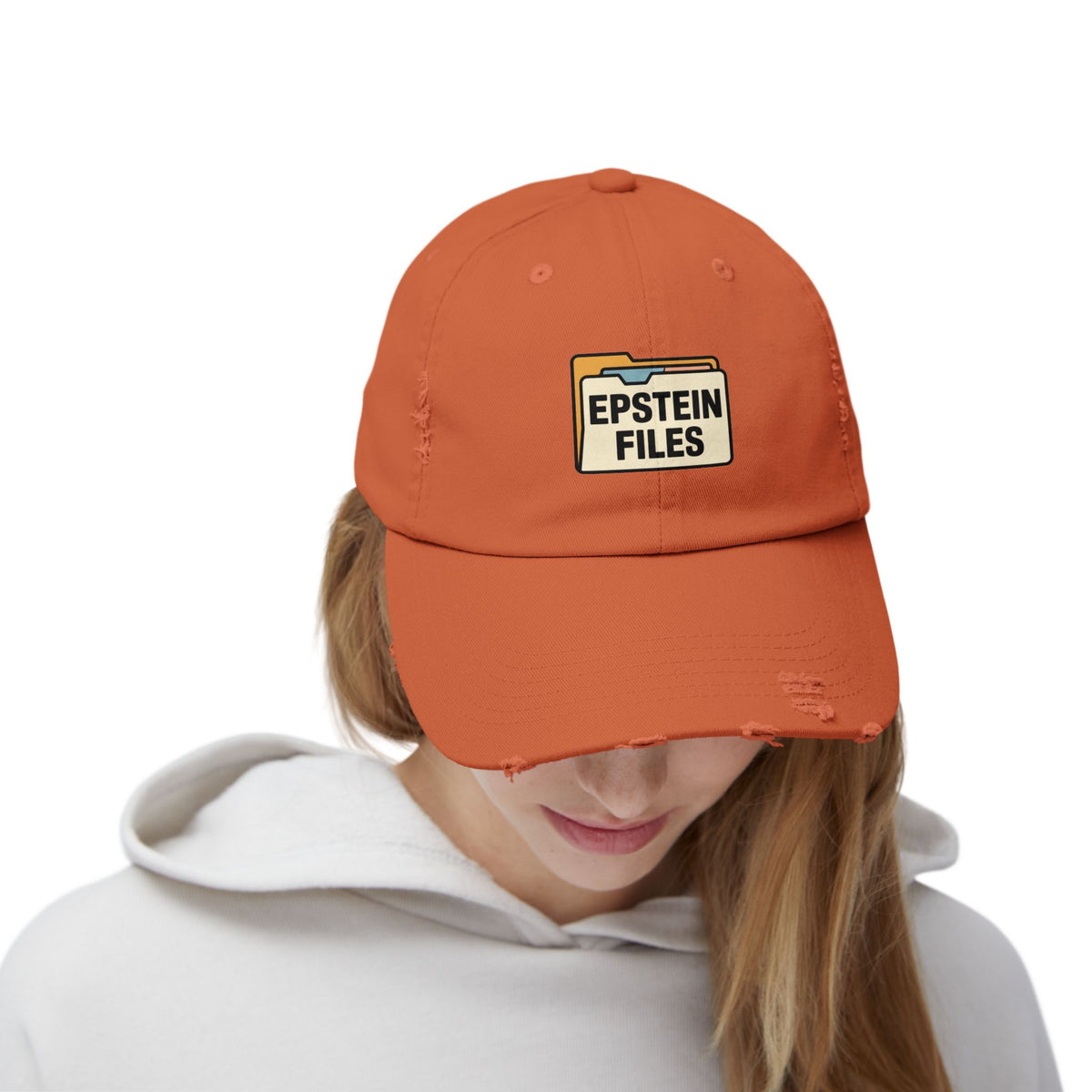 Distressed Cap — "Epstein Files" Vintage Folder Patch Hats Printify