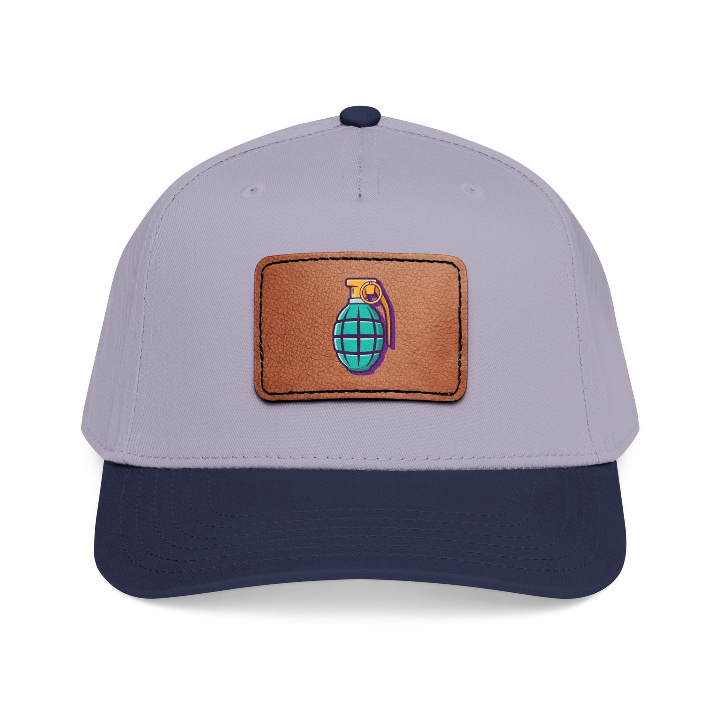 Leather Patch Baseball Cap — Retro Grenade Patch Hat