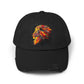 Distressed Cap — Vibrant Flame Lion Embroidered Baseball Hat Hats Printify