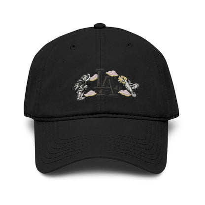 Washed Baseball Cap with LA Embroidered Astronauts Hats Printify One size Black