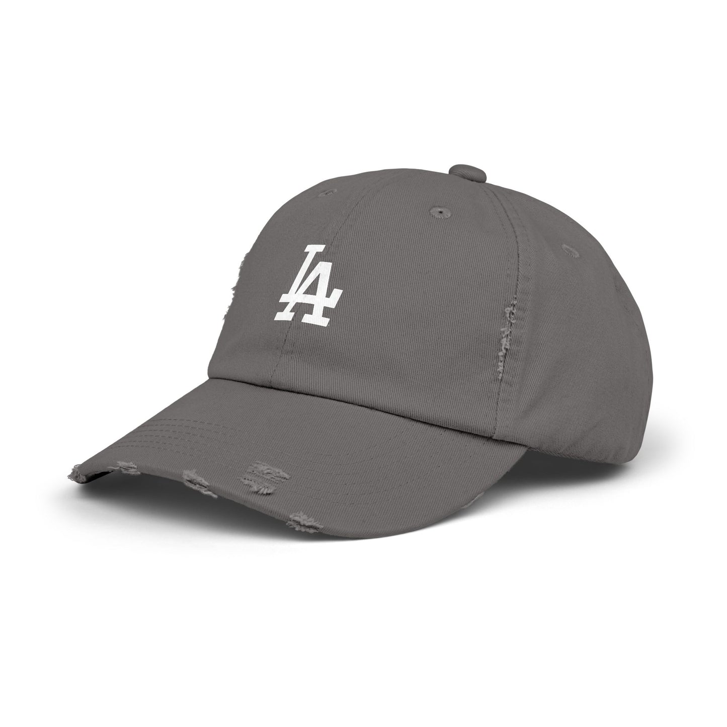 Distressed LA Baseball Cap — Vintage Black Dad Hat Hats Printify