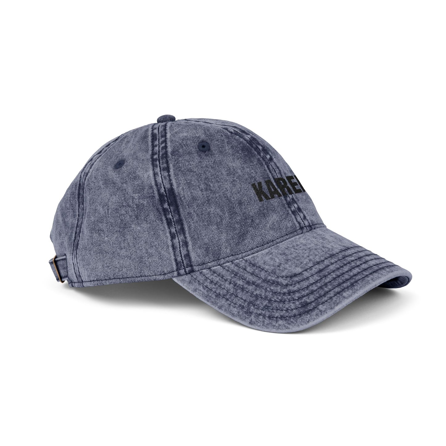 Embroidered 'KAREN' Vintage Baseball Cap - Distressed Red Dad Hat Hats Printify