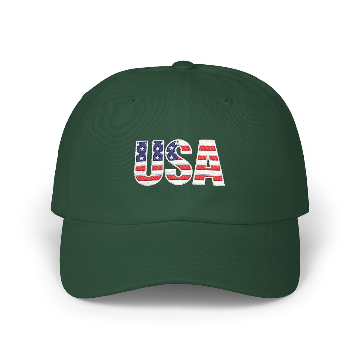USA Flag Embroidered Dad Cap — Patriotic Classic Baseball Hat for Fourth of July Hats Printify Spruce One size