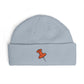Cuff Beanie with Orange Pushpin Embroidery – Casual Streetwear Knit Hat Hats Printify One size Powder