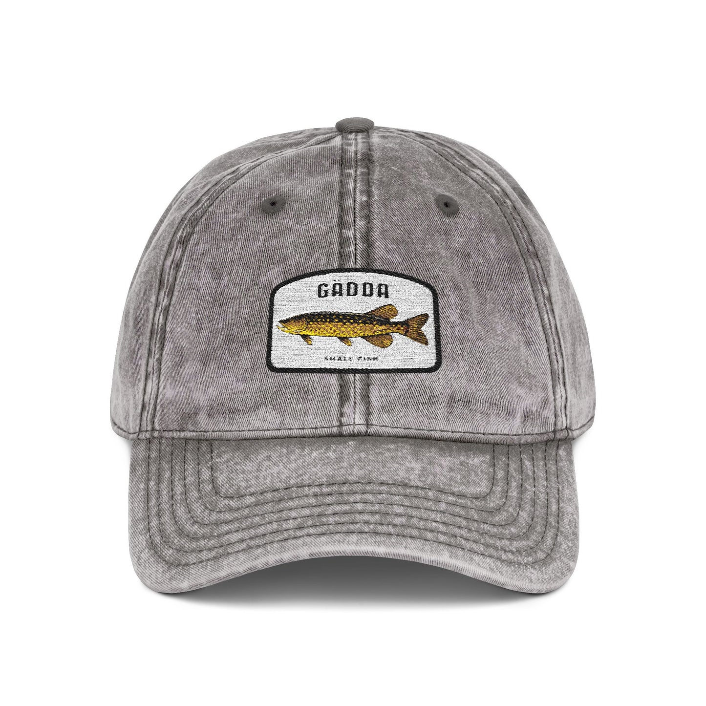 Vintage Fish Embroidered Cap Hats Printify One size Charcoal Grey
