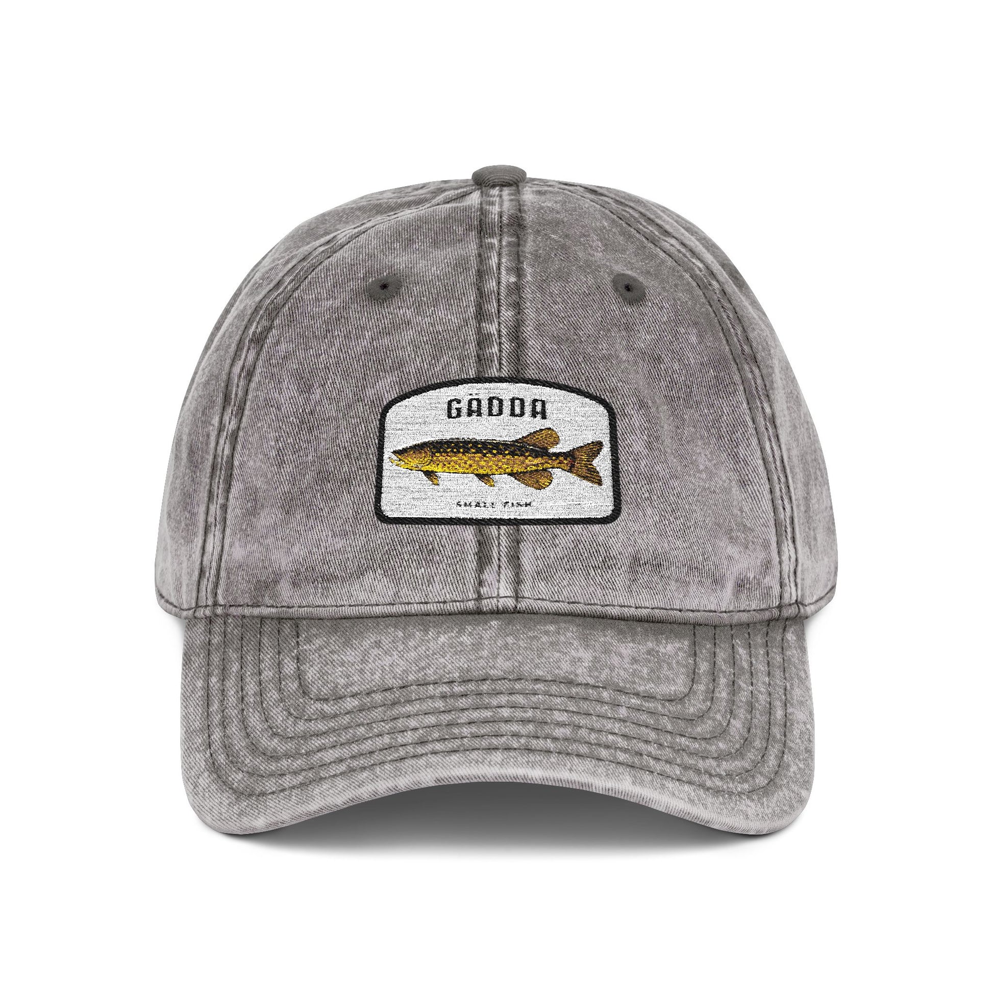 Vintage Fish Embroidered Cap Hats Printify One size Charcoal Grey