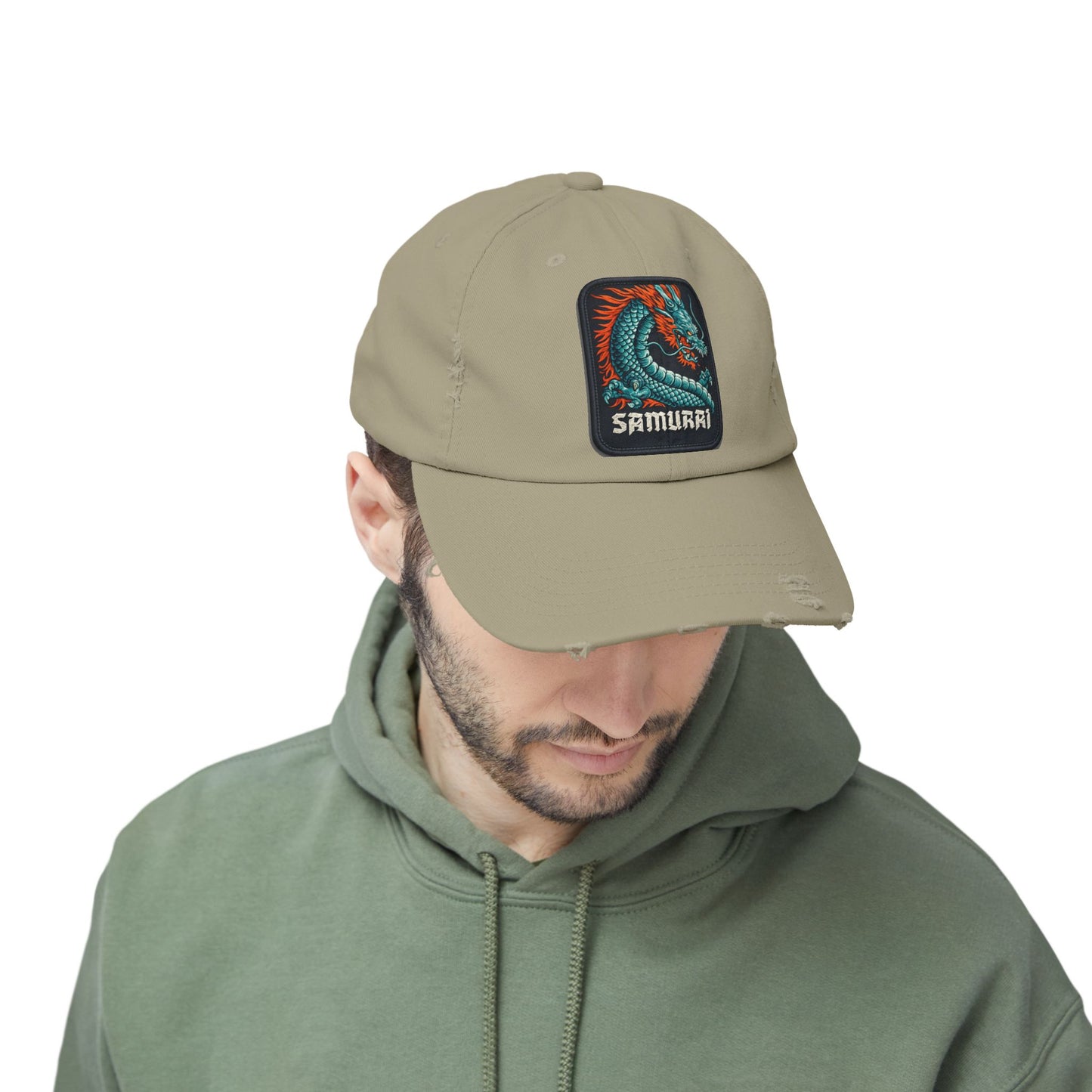 Distressed Samurai Dragon Cap — Vintage Retro Japanese Dragon Baseball Hat