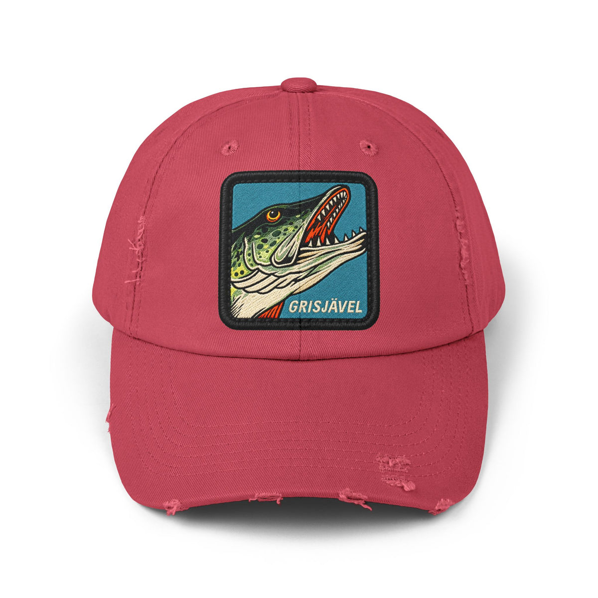 Unisex Distressed Cap Hats Printify Dashing Red One size