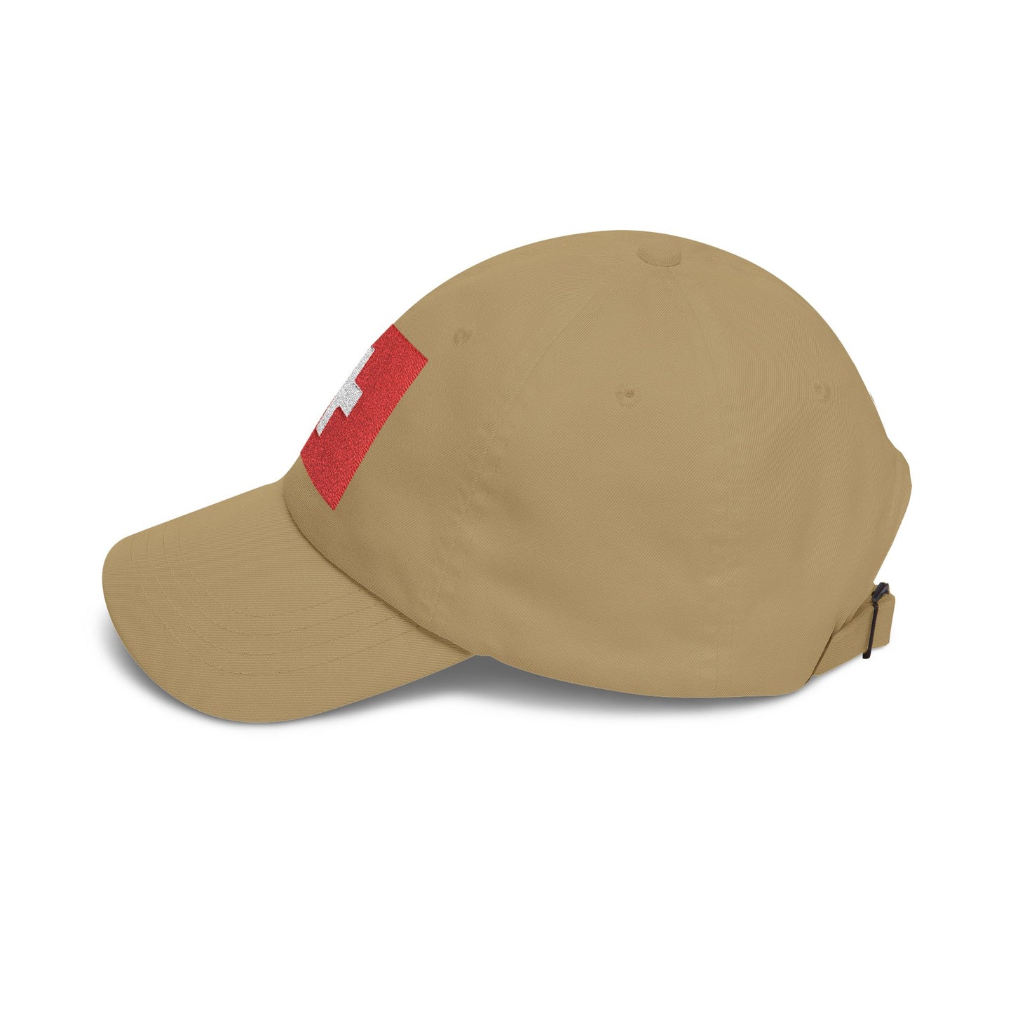 Dad Cap with Swiss Flag Embroidered Patch — Classic White Adjustable Hat Hats Printify
