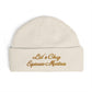 Embroidered Cuff Beanie — "Let's Chug Espresso Martinis" Knit Hat