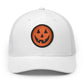 Halloween Pumpkin Jack-O’-Lantern Trucker Cap Hats Printify Circle One size White / Black patch