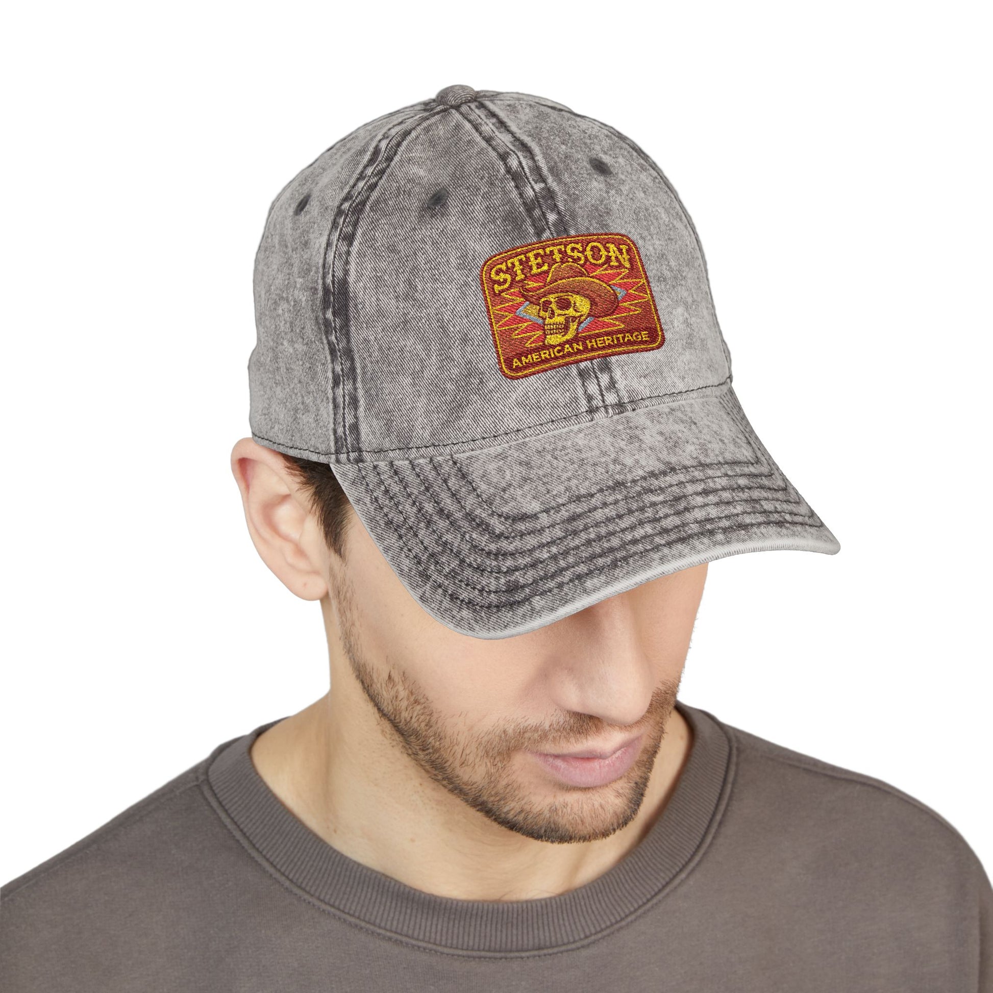 Vintage Embroidered Stetson Patch Cap — Washed Red Baseball Hat Hats Printify