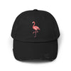 Distressed Flamingo Cap — Embroidered Pink Flamingo Baseball Hat Hats Printify Black One size