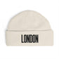 London Cuff Beanie – Embroidered City Knit Hat Hats Printify One size Ecru