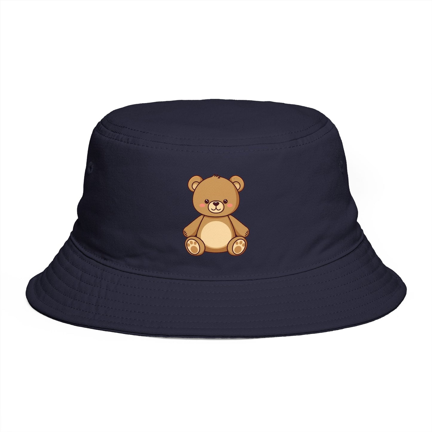 Teddy Bear Bucket Hat — Cute Brown Plush Toy Graphic Sun Hat Hats Printify One size Navy
