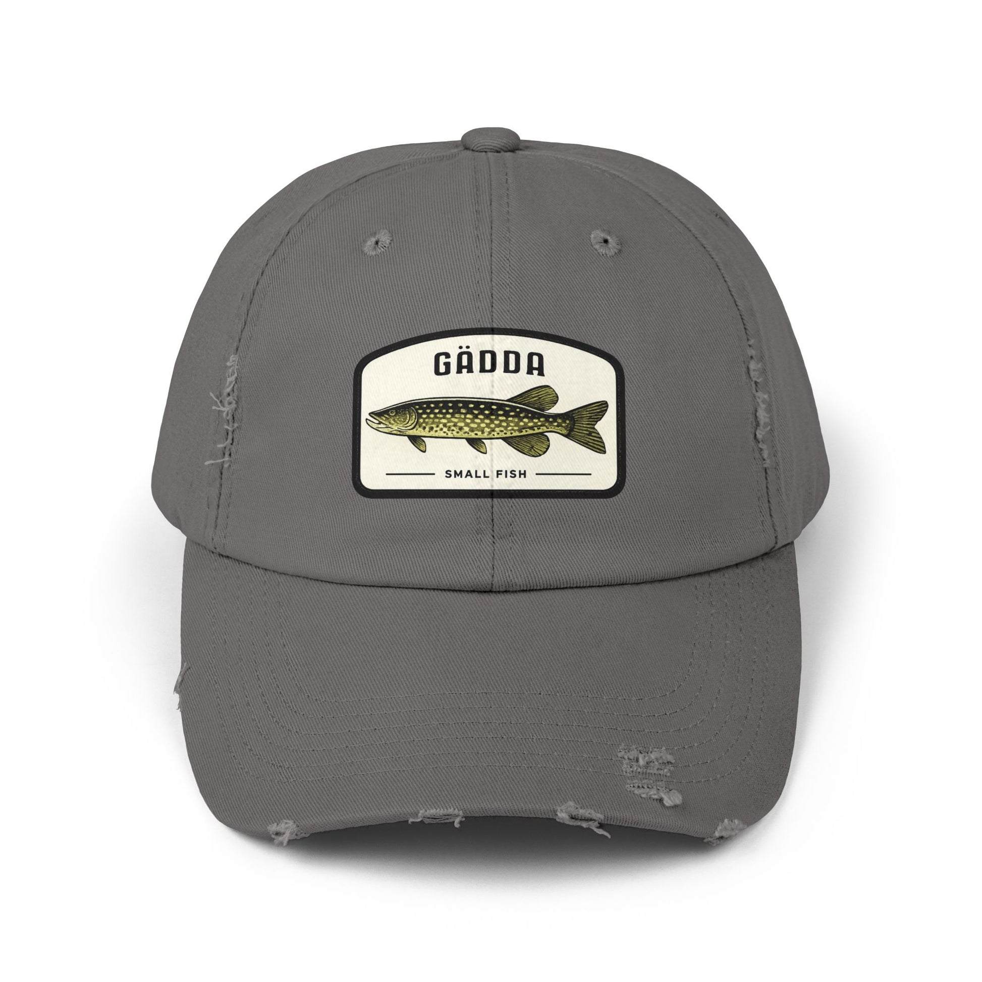 Fishing Hat – 'Gädda' Pike Patch Distressed Cap Hats Printify Nickel One size