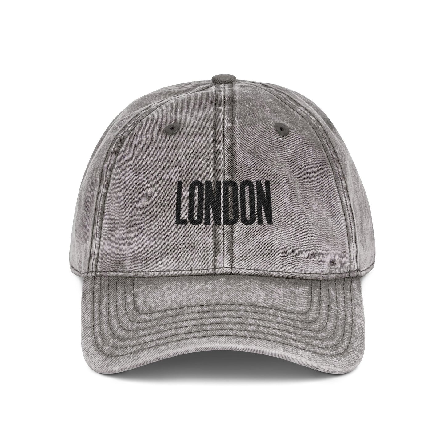London Embroidered Vintage Cap — Washed Red Dad Hat Hats Printify One size Charcoal Grey