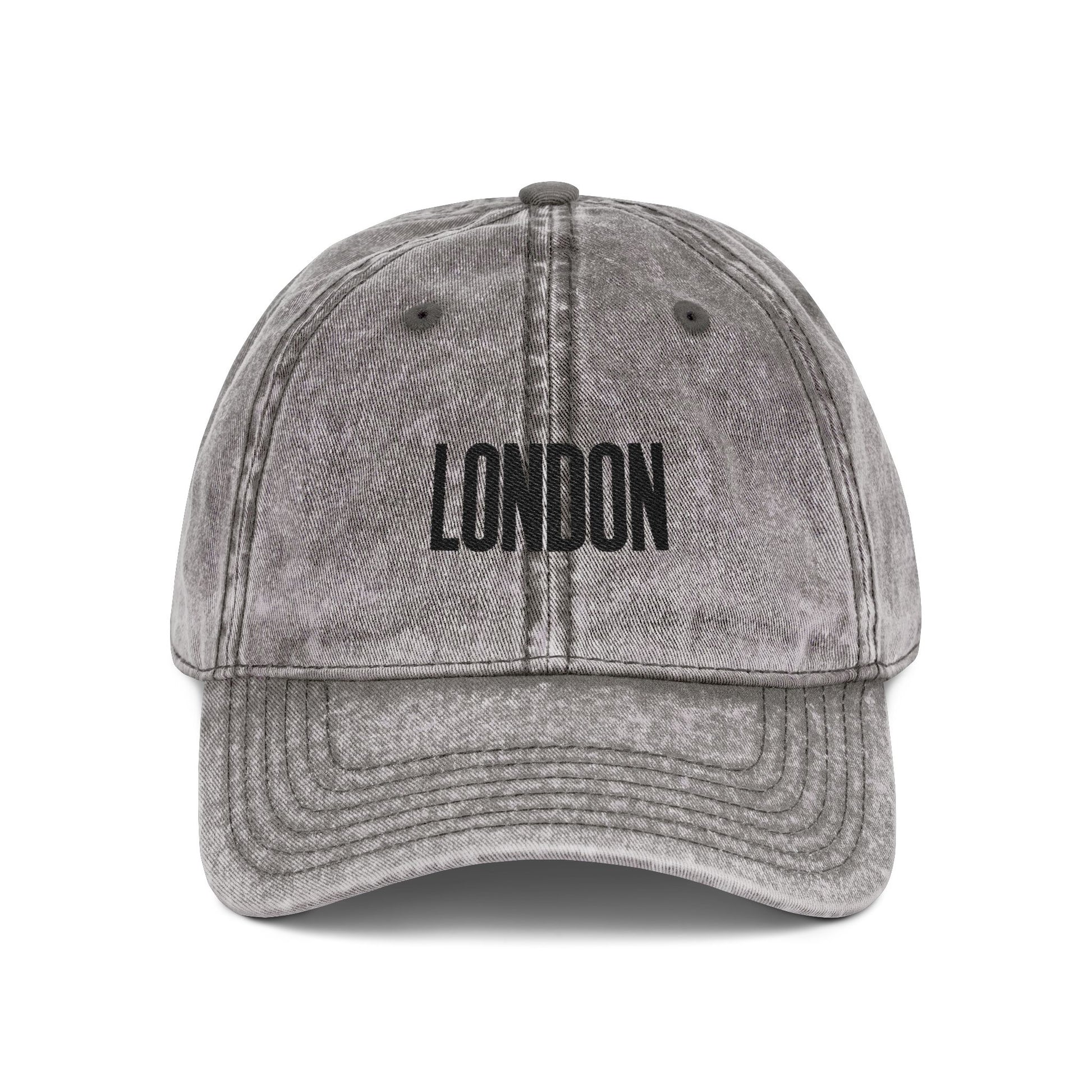London Embroidered Vintage Cap — Washed Red Dad Hat Hats Printify One size Charcoal Grey