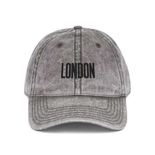London Embroidered Vintage Cap — Washed Red Dad Hat Hats Printify One size Charcoal Grey