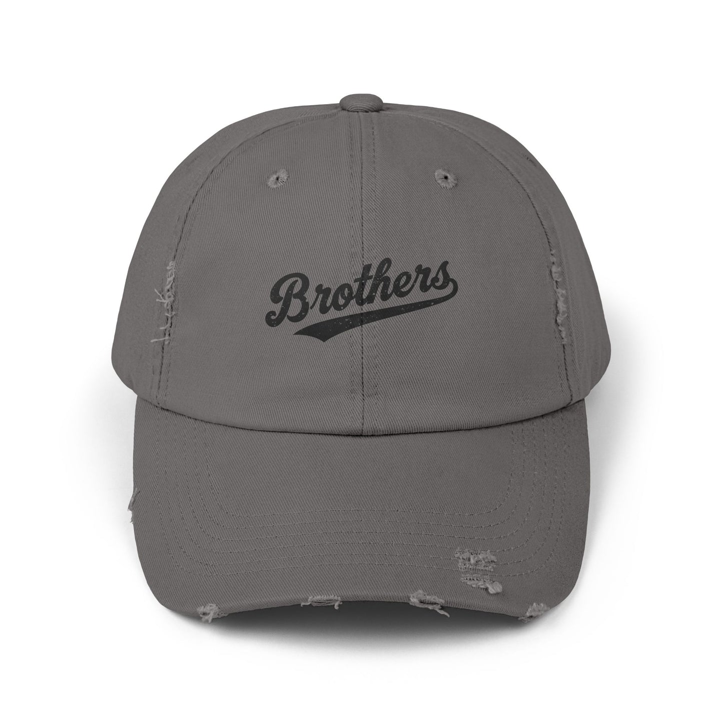 Distressed Baseball Cap — 'Brothers' Embroidered Vintage Dad Hat Hats Printify Nickel One size